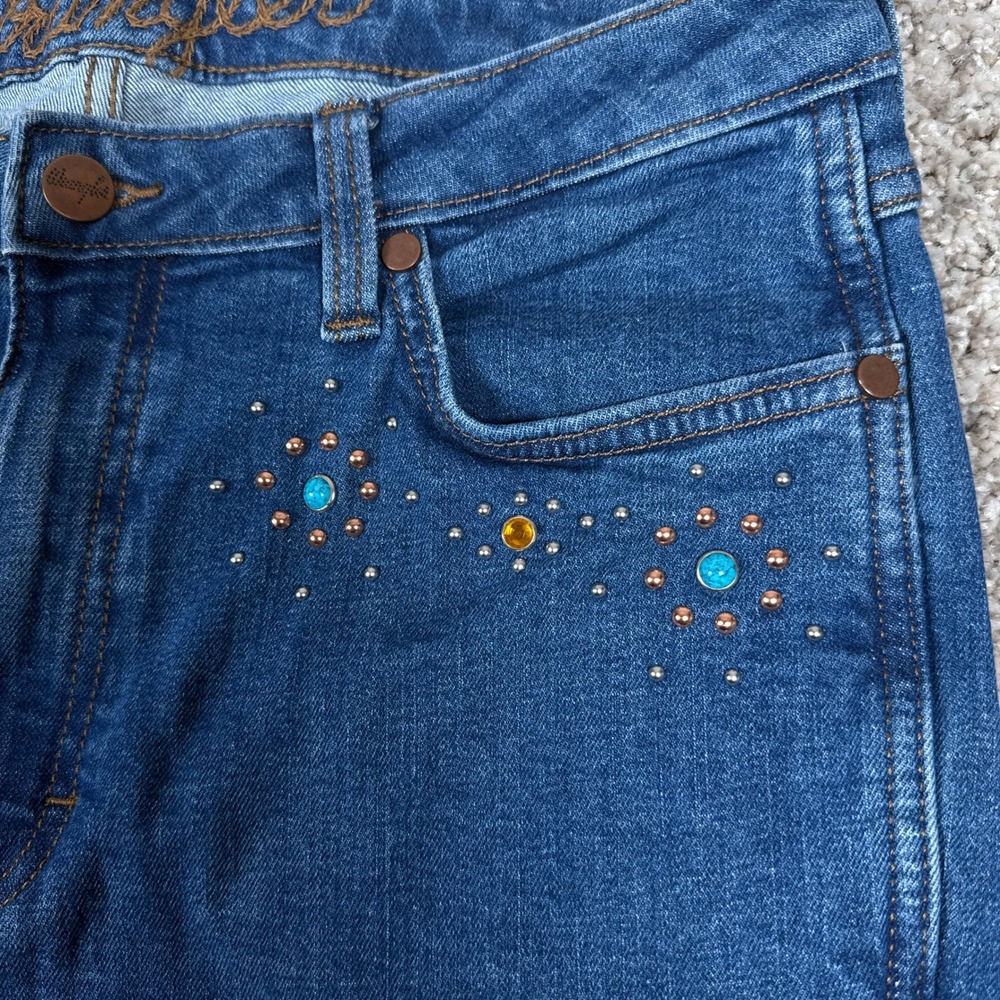 Wrangler Blue Denim High-Waist Flare Jeans Wide Leg - Picture 8 of 10